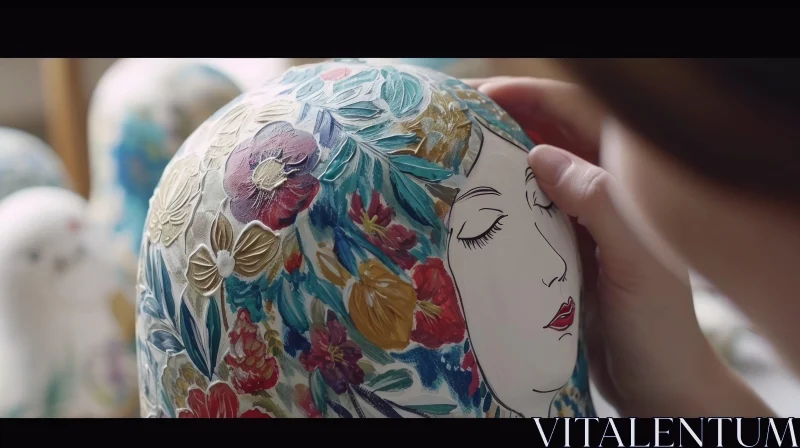 Intricate Wooden Nesting Doll Painting: Delicate Artistry Captured AI Image