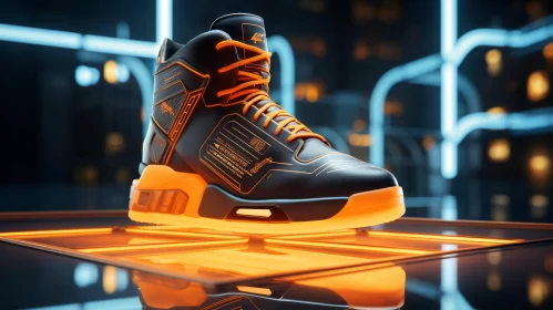 Sleek Black Futuristic Sneaker - 3D Rendering