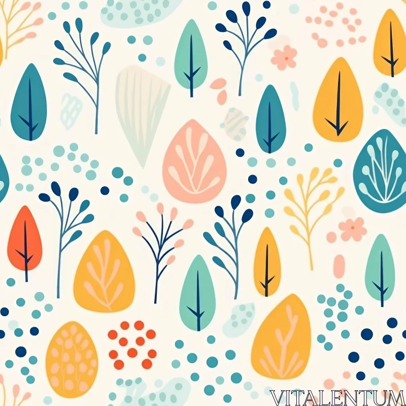 Whimsical Forest Vector Pattern AI Image