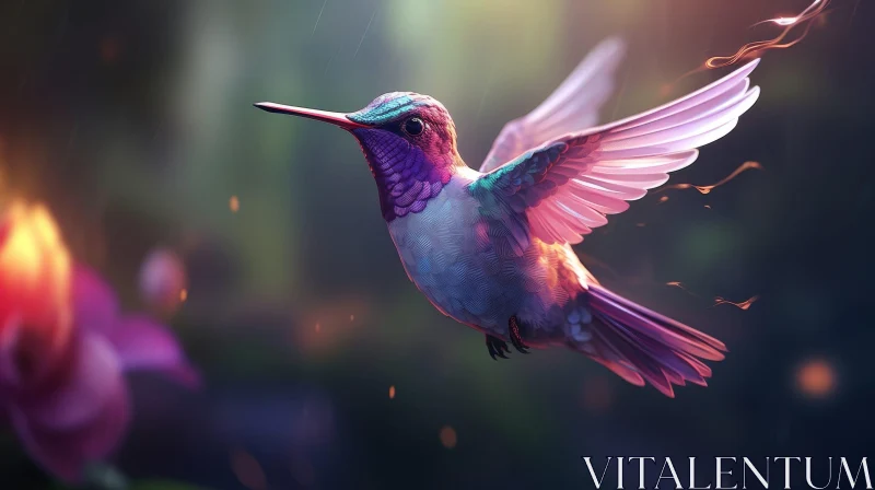 Beautiful Hummingbird Digital Painting AI Image