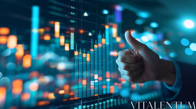 Businessman Thumbs Up in Front of Vibrant Stock Market Graph AI Image