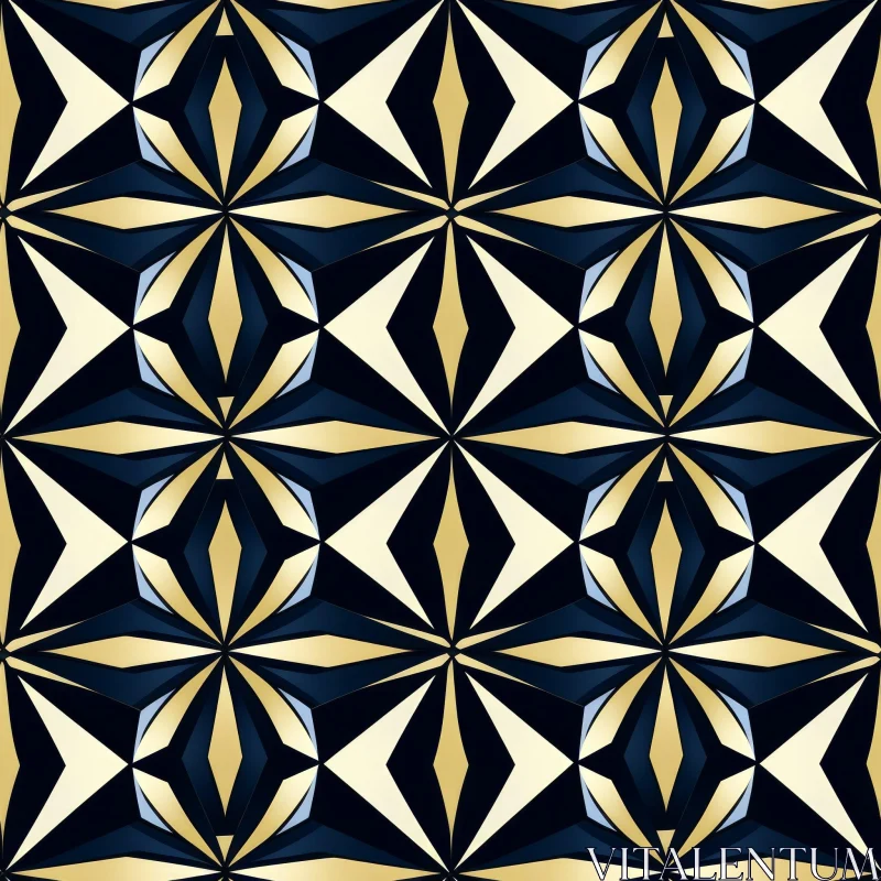 AI ART Elegant Blue and Gold Geometric Pattern