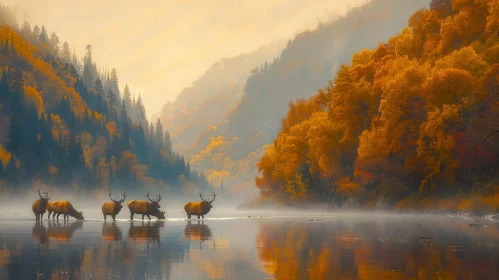 Majestic Elk in Autumn Landscape