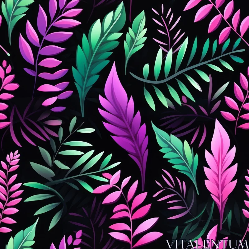 Pink and Green Leaves Seamless Pattern AI Image