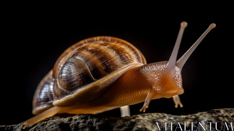 Snail Close-up on Rock - Nature's Slow Journey AI Image