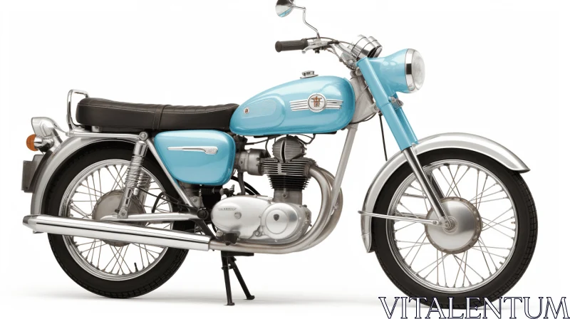 AI ART Vintage Blue Motorcycle with Timeless Grace