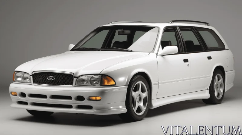 White Station Wagon: Anime-Influenced Classic Elegance in 1990s Style AI Image
