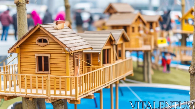 Enchanting Wooden Birdhouses on Stilts | Nature Photography AI Image