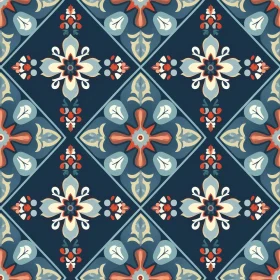 Intricate Moroccan Tile Pattern in Blue, Red, and White