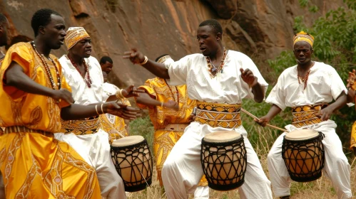 African Ritual Dance - Traditional Clothing, Men, Drums
