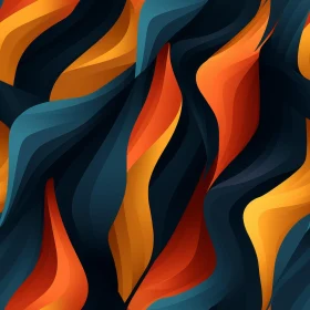 Blue Abstract Painting with Vibrant Waves
