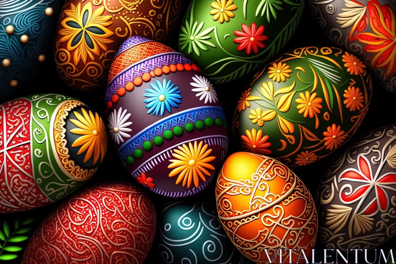 Easter Wallpaper: Intricately Detailed Easter Eggs | Impasto Technique AI Image