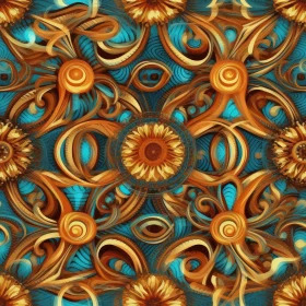 Blue and Orange Floral Pattern