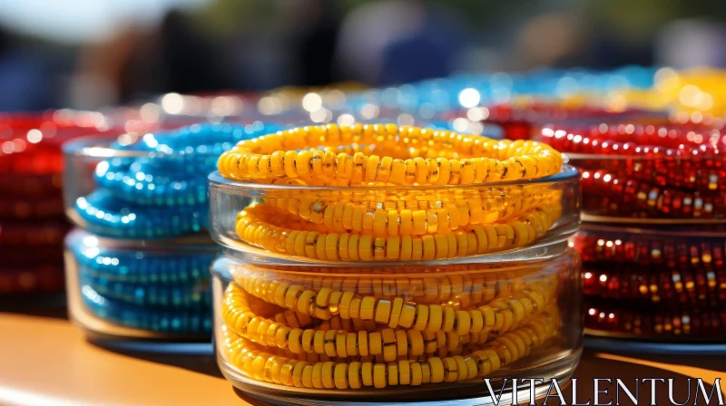 AI ART Colorful Beaded Bracelets in Glass Jars