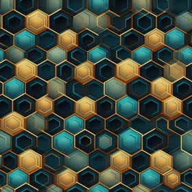Hexagon Geometric Pattern in Blue and Green