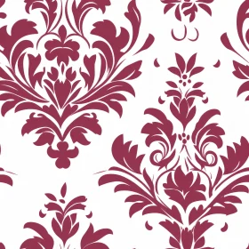 Luxurious Burgundy and White Damask Floral Pattern