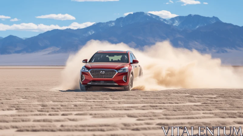 AI ART Red SUV Driving in the Desert: A Captivating Journey of Elegance and Performance