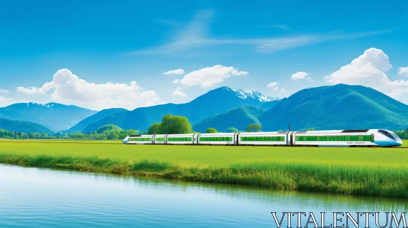 Scenic High-Speed Train in Valley AI Image
