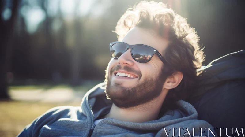 Smiling Young Man Portrait Outdoors AI Image