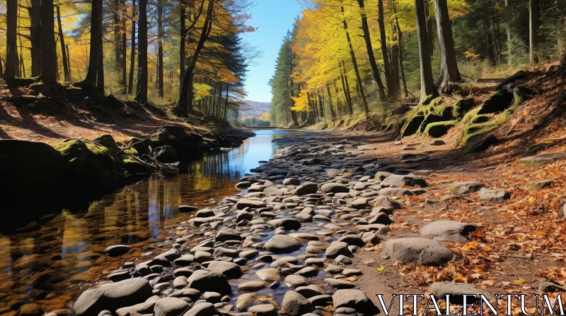 Tranquil Forest River Landscape AI Image