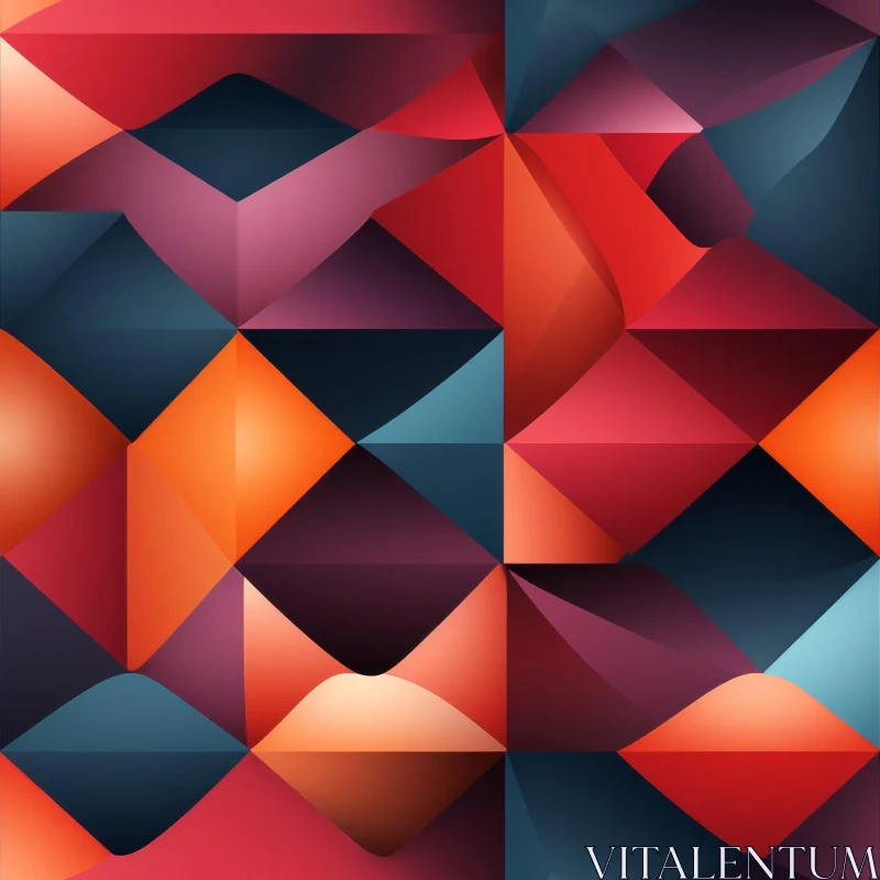 AI ART Abstract Geometric Pattern in Red, Orange, Purple, Blue