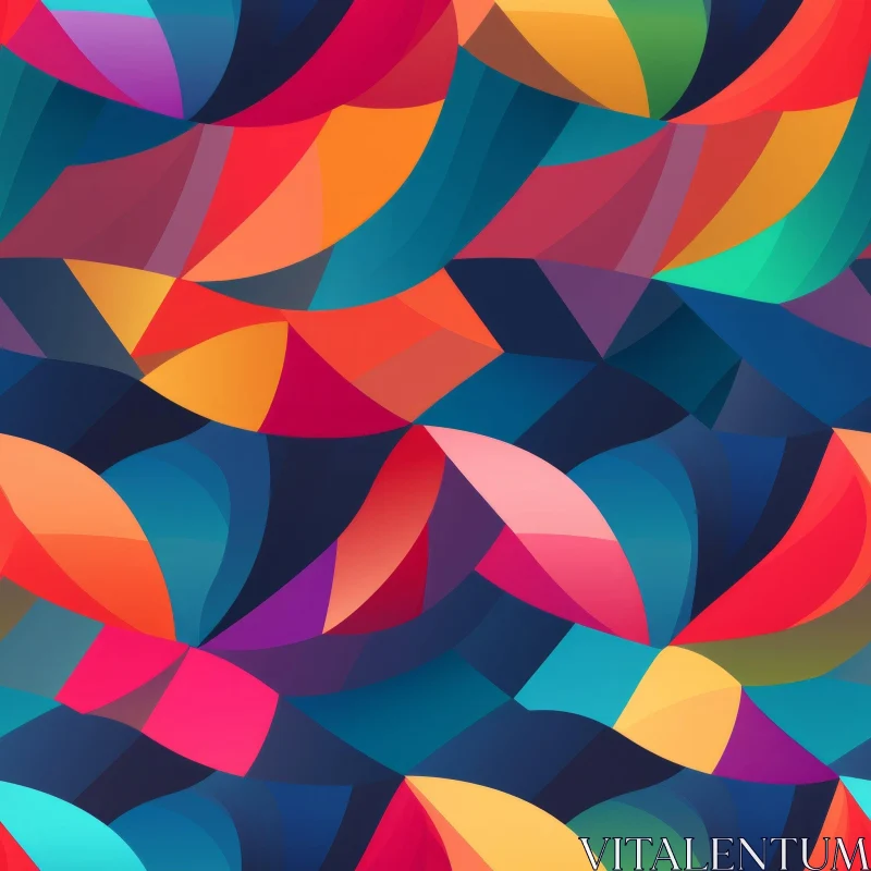 Colorful Curved Shapes Seamless Pattern - Retro Vintage Design AI Image
