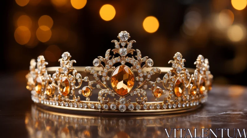 AI ART Golden Crown with Orange Gemstones - Fashion Royalty