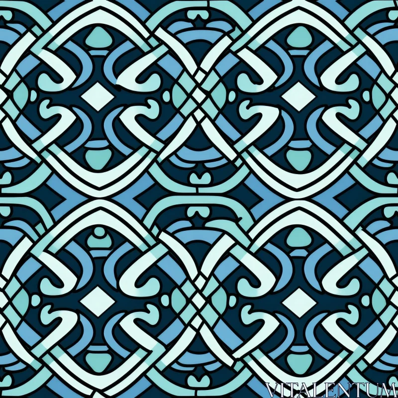 AI ART Intricate Celtic Knots Pattern | Blue Green White on Black