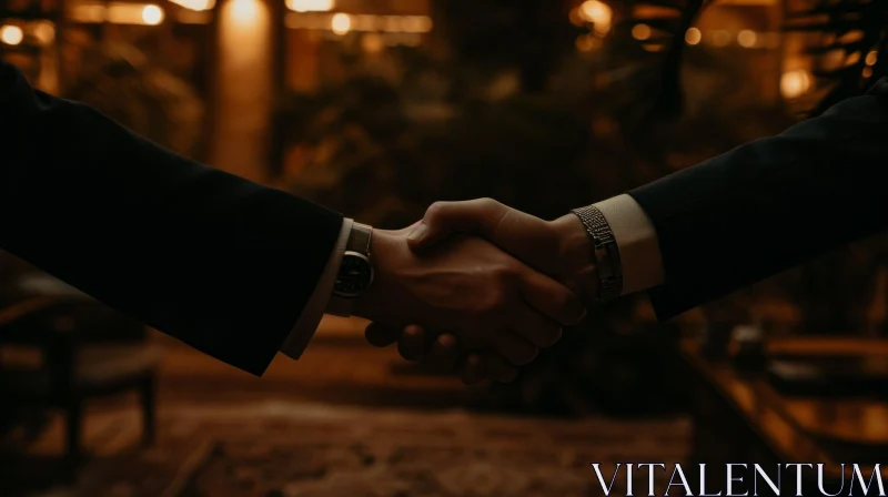 Professional Handshake Between Two Men in Suits AI Image