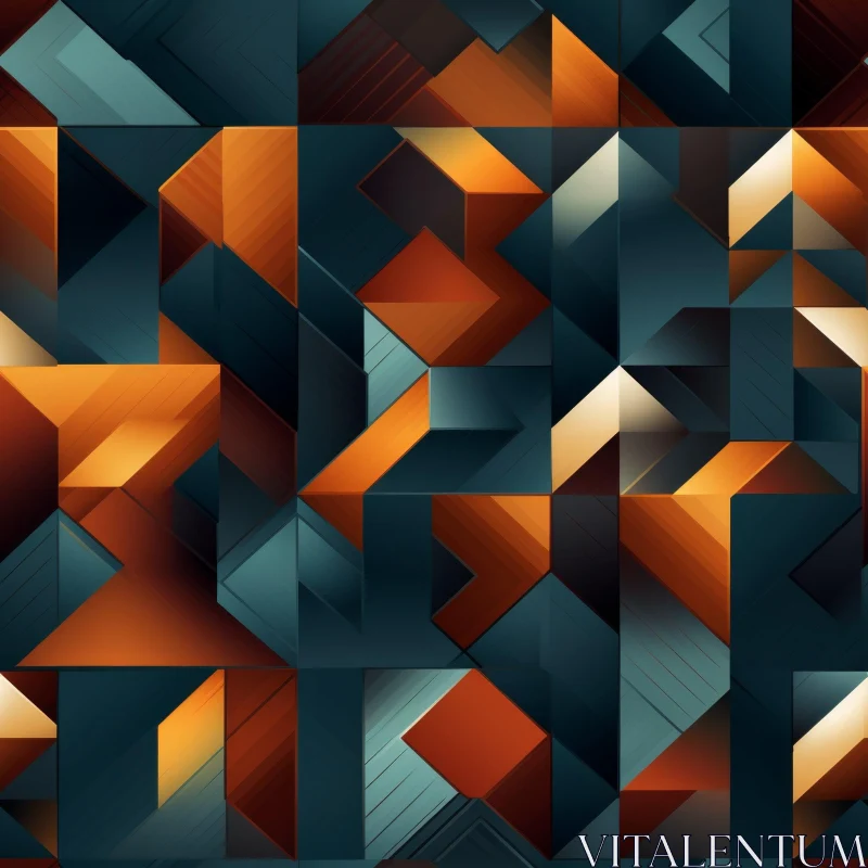 AI ART Blue and Orange Abstract Geometric Pattern