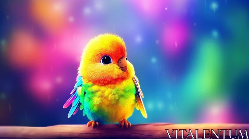 Colorful Cartoon Parrot on Branch AI Image
