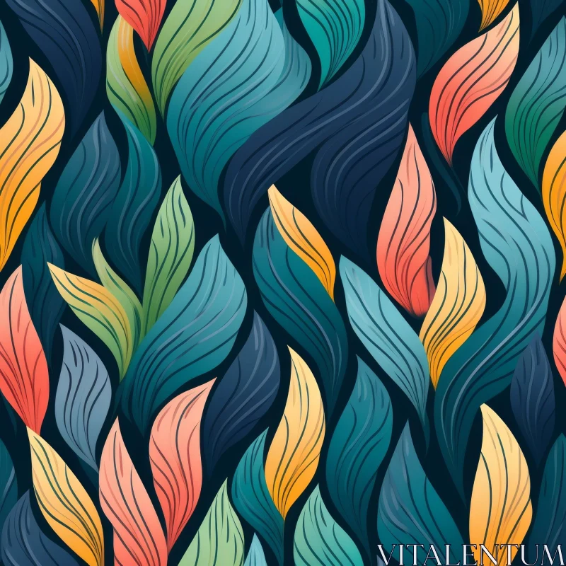 Colorful Leaves Seamless Pattern for Background Design AI Image