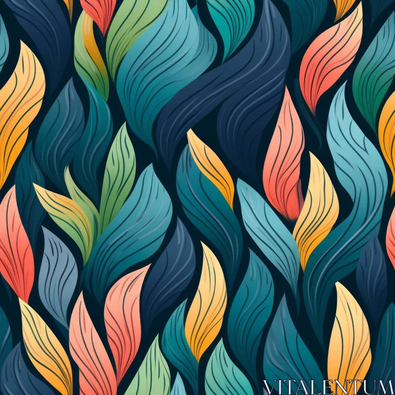 AI ART Colorful Leaves Seamless Pattern for Background Design