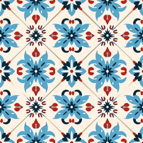 Moroccan Tiles Geometric Floral Pattern