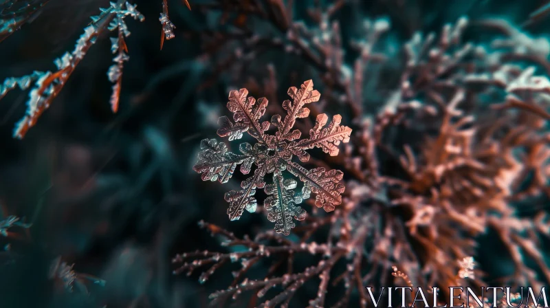 Snowflake Close-up: Detailed Nature Photography AI Image