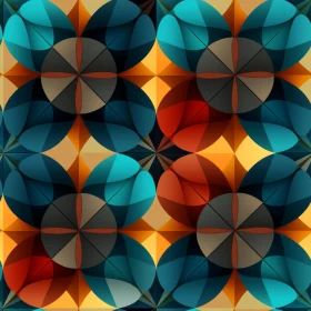 Symmetrical Circle Pattern in Blue, Orange & Brown