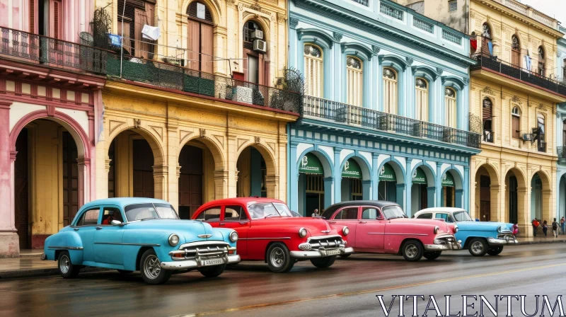 Vintage Cars in Havana, Cuba: A Captivating Street Scene AI Image
