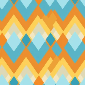 Zigzag Geometric Diamond Pattern in Blue and Orange