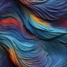 Blue Abstract Painting with Colorful Flowing Texture