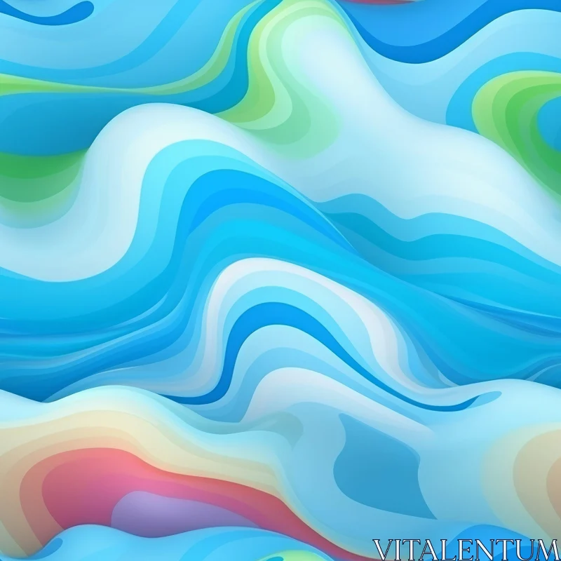 AI ART Blue Wavy Surface 3D Rendering - Background Texture