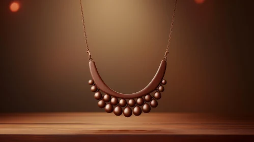 Bronze Necklace 3D Rendering on Brown Background