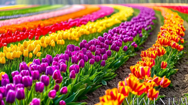 Colorful Field of Tulips: A Captivating Photo AI Image