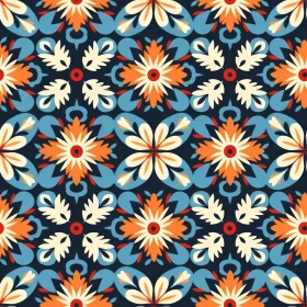 Colorful Floral Tile Pattern - Traditional Portuguese Design