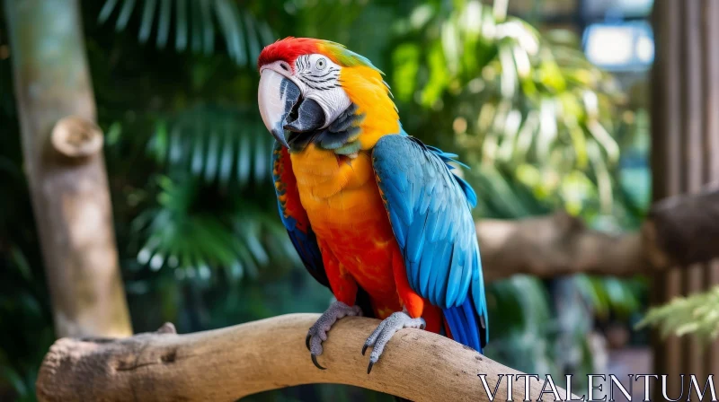 AI ART Colorful Parrot on Branch: Exquisite Wildlife Moment