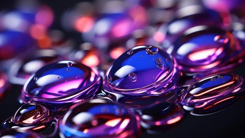Glossy Purple and Blue Spheres Close-Up