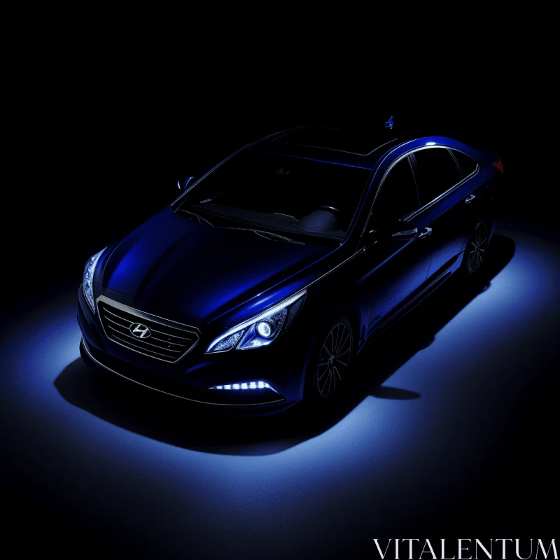 AI ART Hyundai Sonata: Captivating Bioluminescent Still Life in Dark Blue and Black
