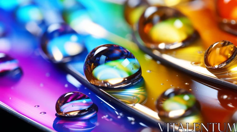 AI ART Rainbow-colored Water Droplets Close-up