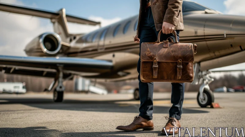 Stylish Man Standing in Front of Private Jet | Elegant Attire AI Image