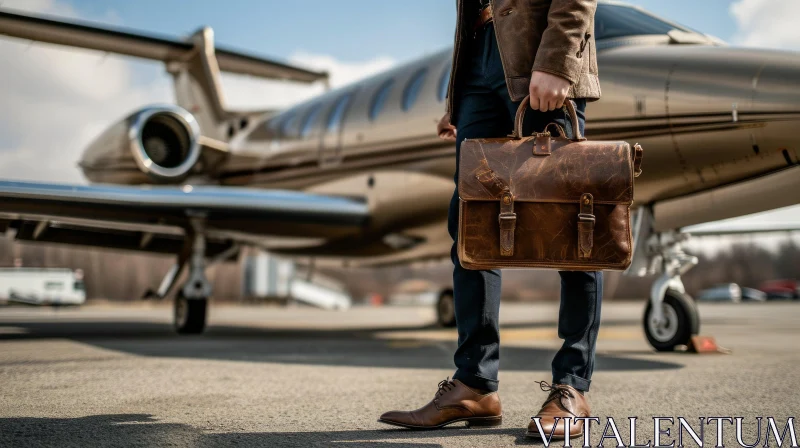 Stylish Man Standing in Front of Private Jet | Elegant Attire