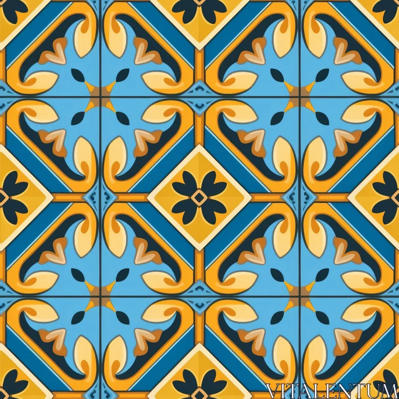Traditional Floral Azulejos Pattern AI Image